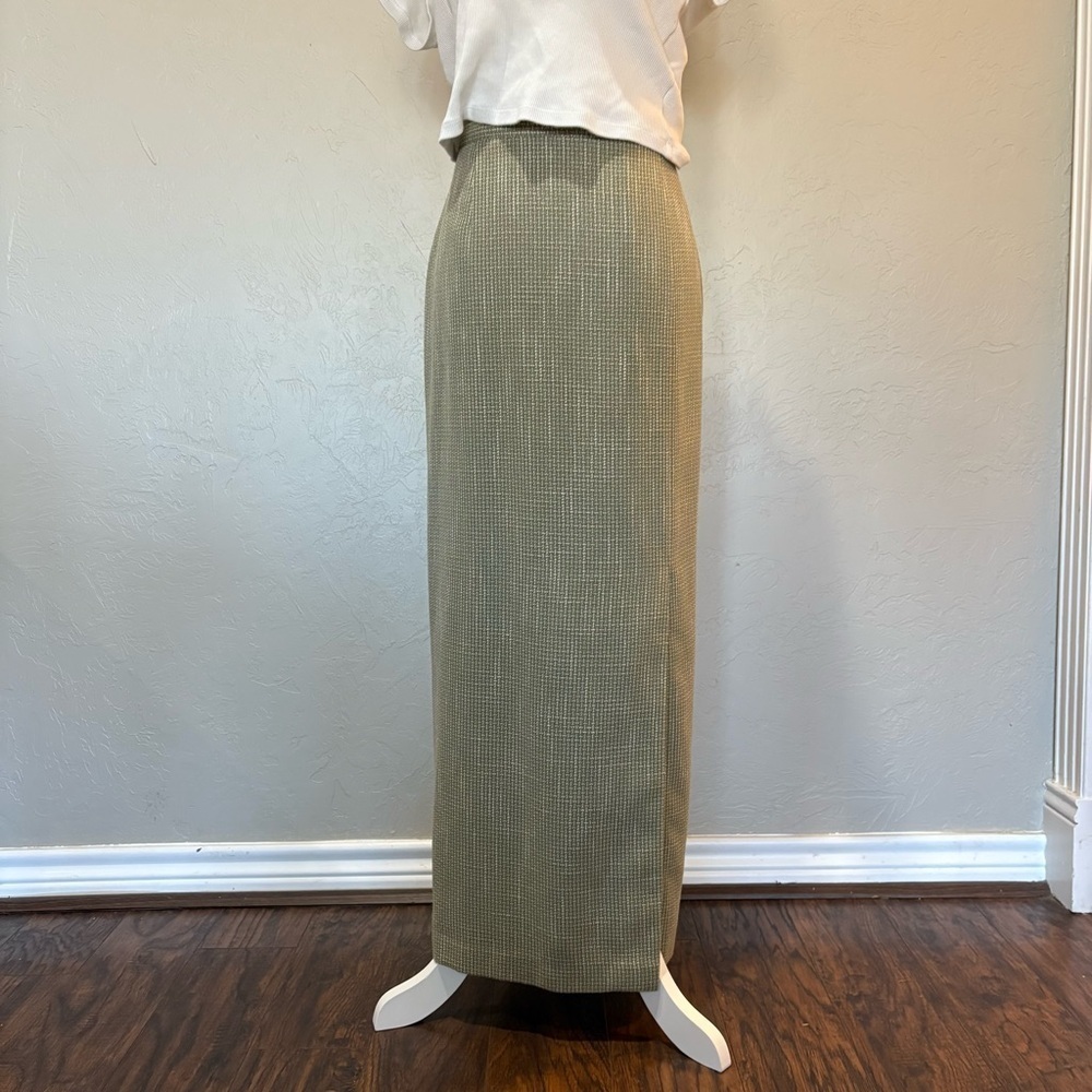 Conrad C Collection Wool Blend Maxi Skirt | Green Textured | Size 10 - Picture 2 of 16